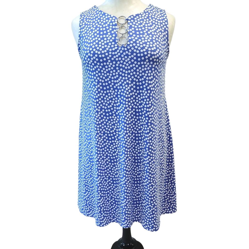 Ivy Lane Sleeveless Polka Dot Summer Dress Light Airy Cool Sz L EUC